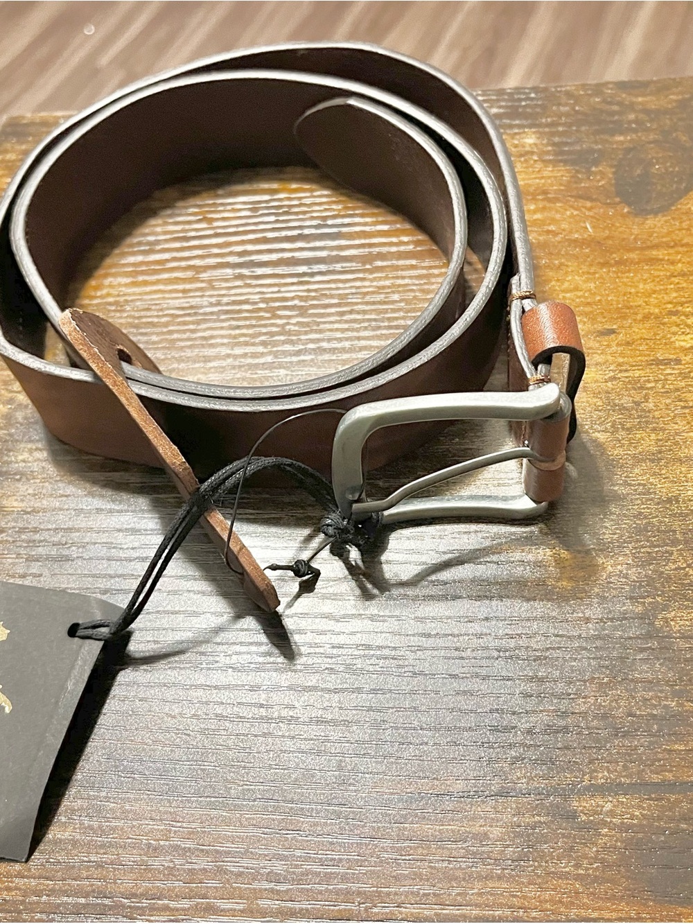 Classic Brown Genuine  Leather Belt with Silver Buckle 34 NWT